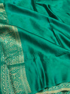 Rama Green Banarasi Soft Mashru Silk Partywear Saree