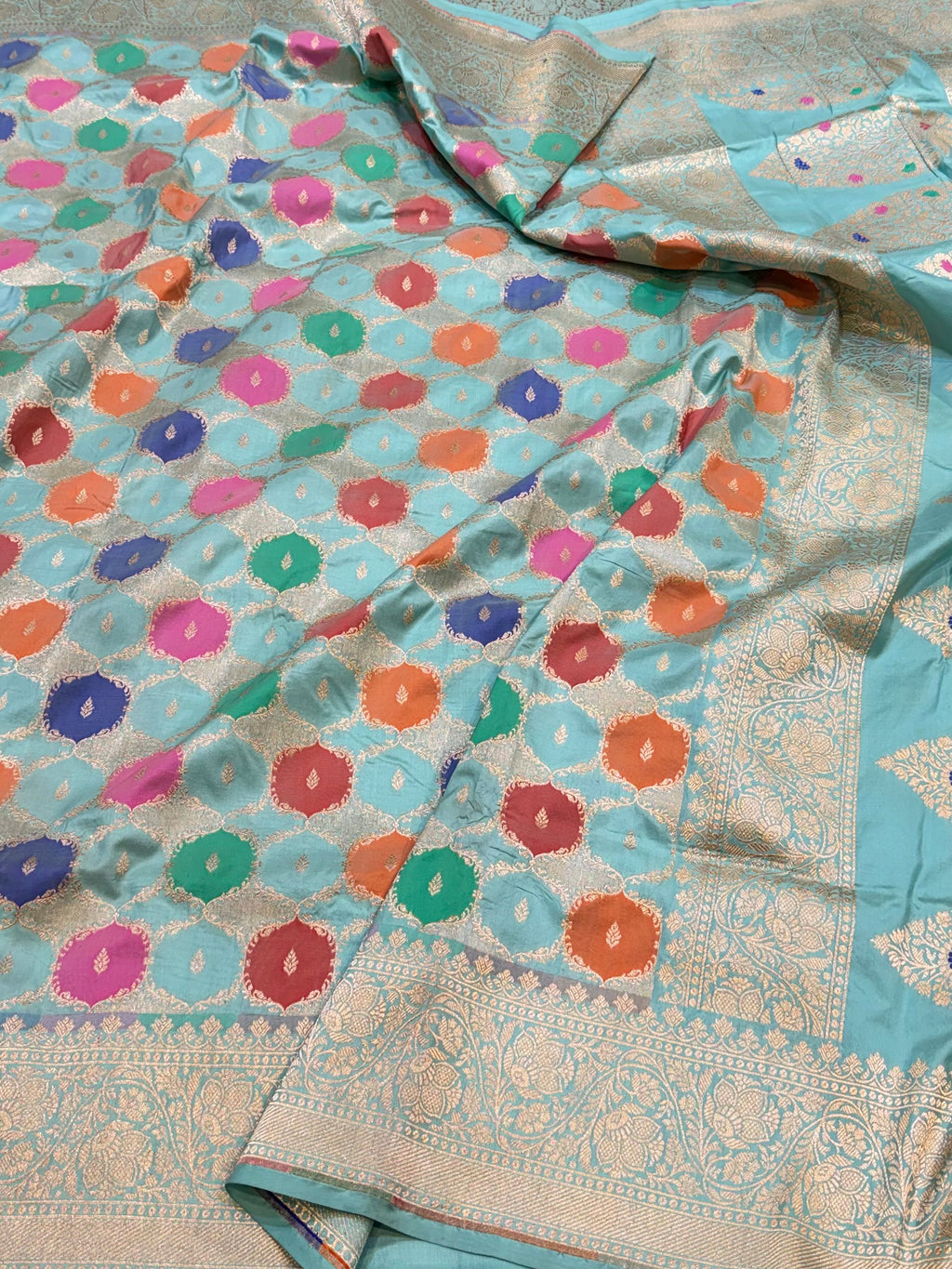 Powder Blue Exclusive Pure Banarasi Katan Silk Rangkaat Saree