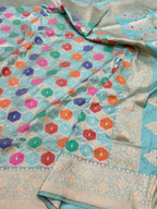 Powder Blue Exclusive Pure Banarasi Katan Silk Rangkaat Saree