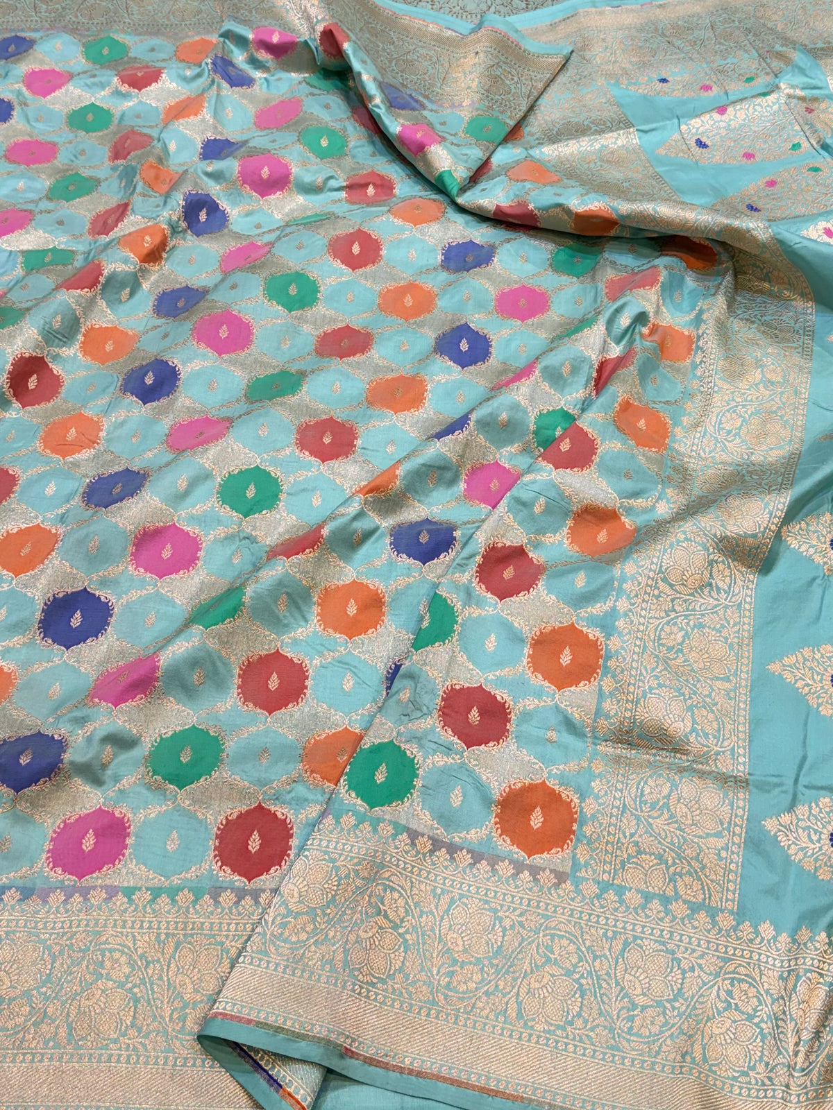 Powder Blue Exclusive Pure Banarasi Katan Silk Rangkaat Saree