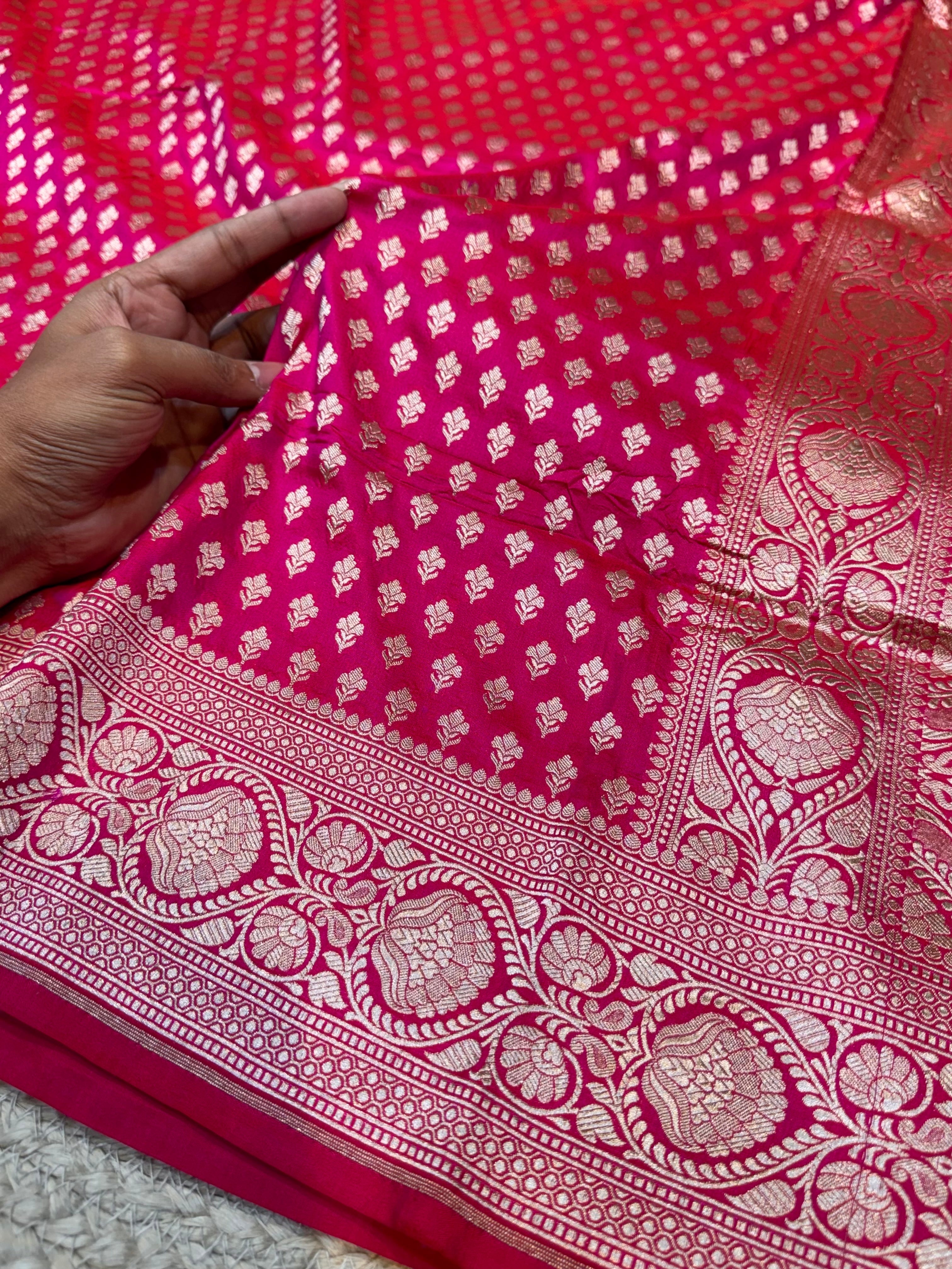 Prebook | Rani Pink 100% Pure Banarasi Katan Silk Saree