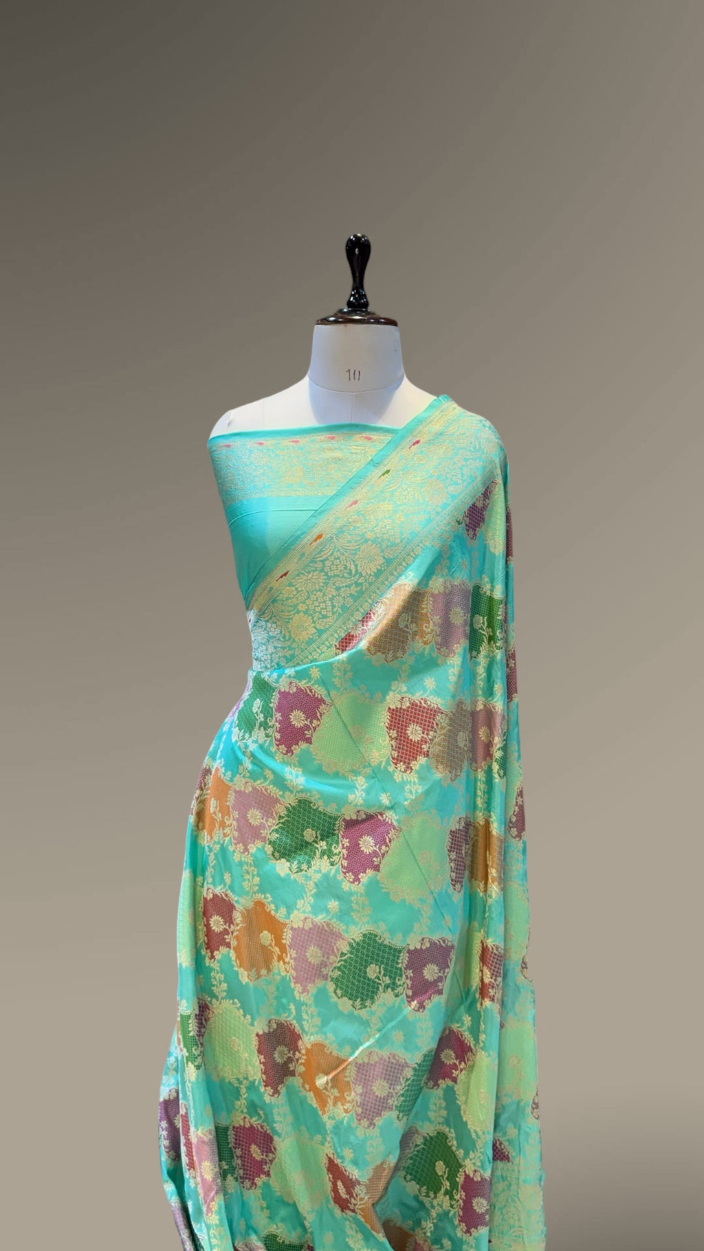 Pastel Sea Green 100% Exclusive Pure Banaras Katan Silk Rangkaat Saree