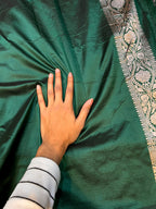 Bottle Green 100% Pure Banarasi Katan Silk Meenakari Saree