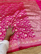 Rani Pink 100% Pure Banarasi Katan Silk Saree