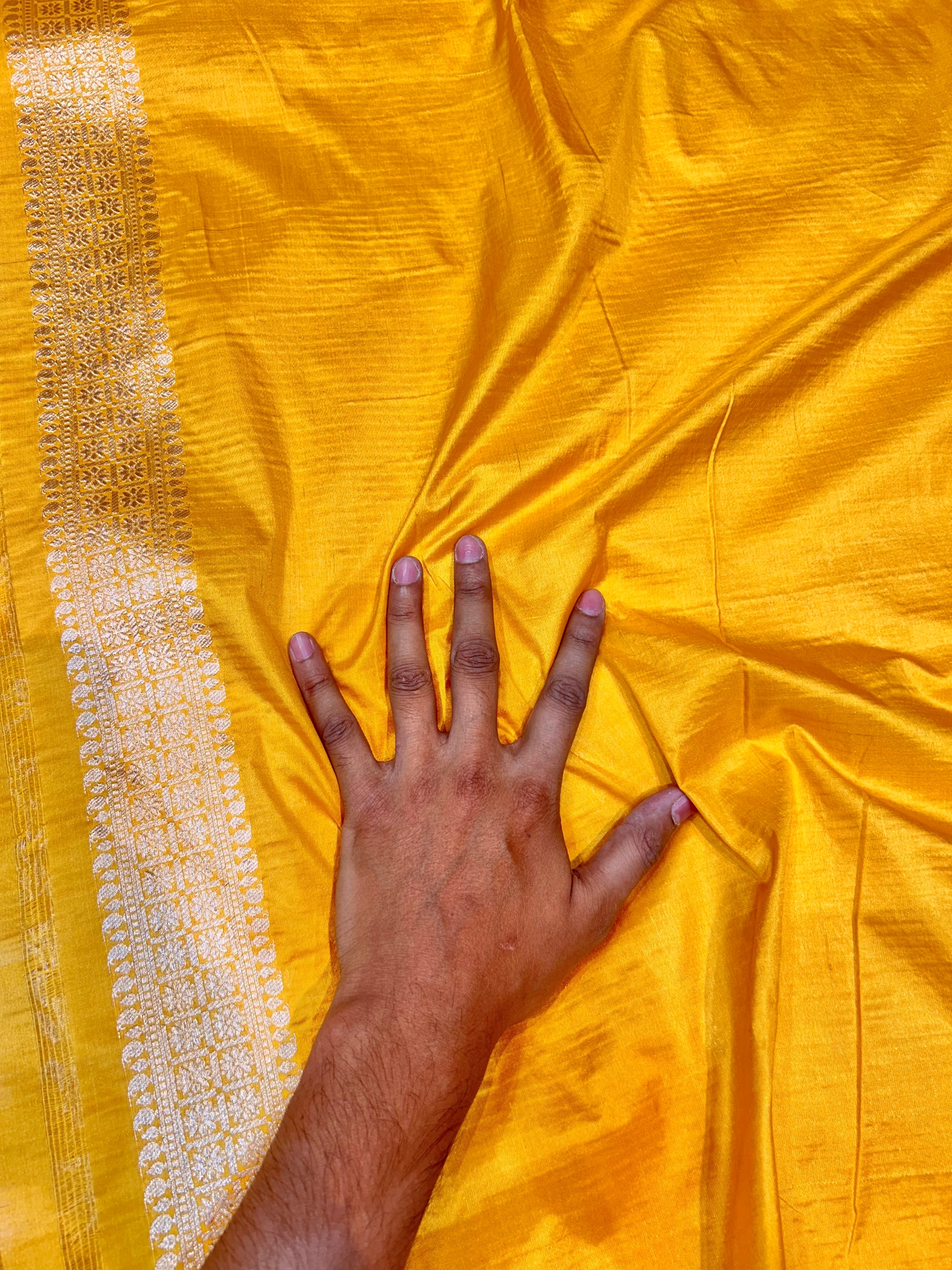 Sunflower Yellow 100% Pure Banarasi Katan Silk Brocade Saree