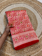 Red 100% Pure Banarasi Katan Silk Meenakari Brocade Saree