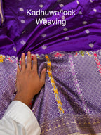 Violet Purple 100% Pure Banaras Katan Silk Handloom Handwoven Pattu Saree