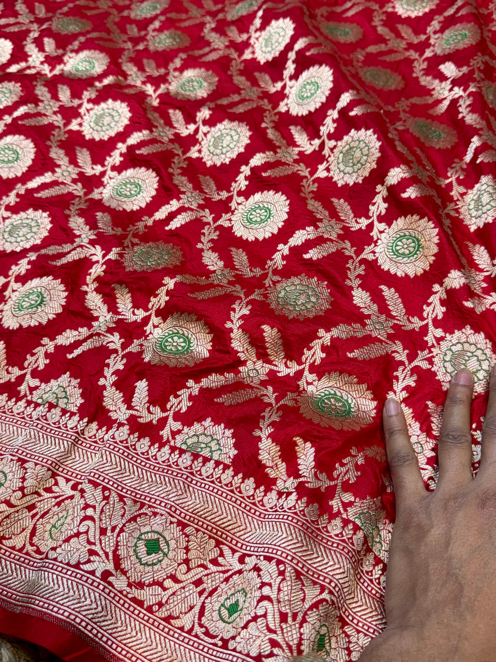 Prebook | Red 100% Pure Banarasi Katan Silk Meenakari Saree