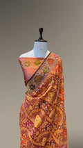 Prebook | Rust Orange 100% Pure Ektara Banarasi Kora Jamdani Saree