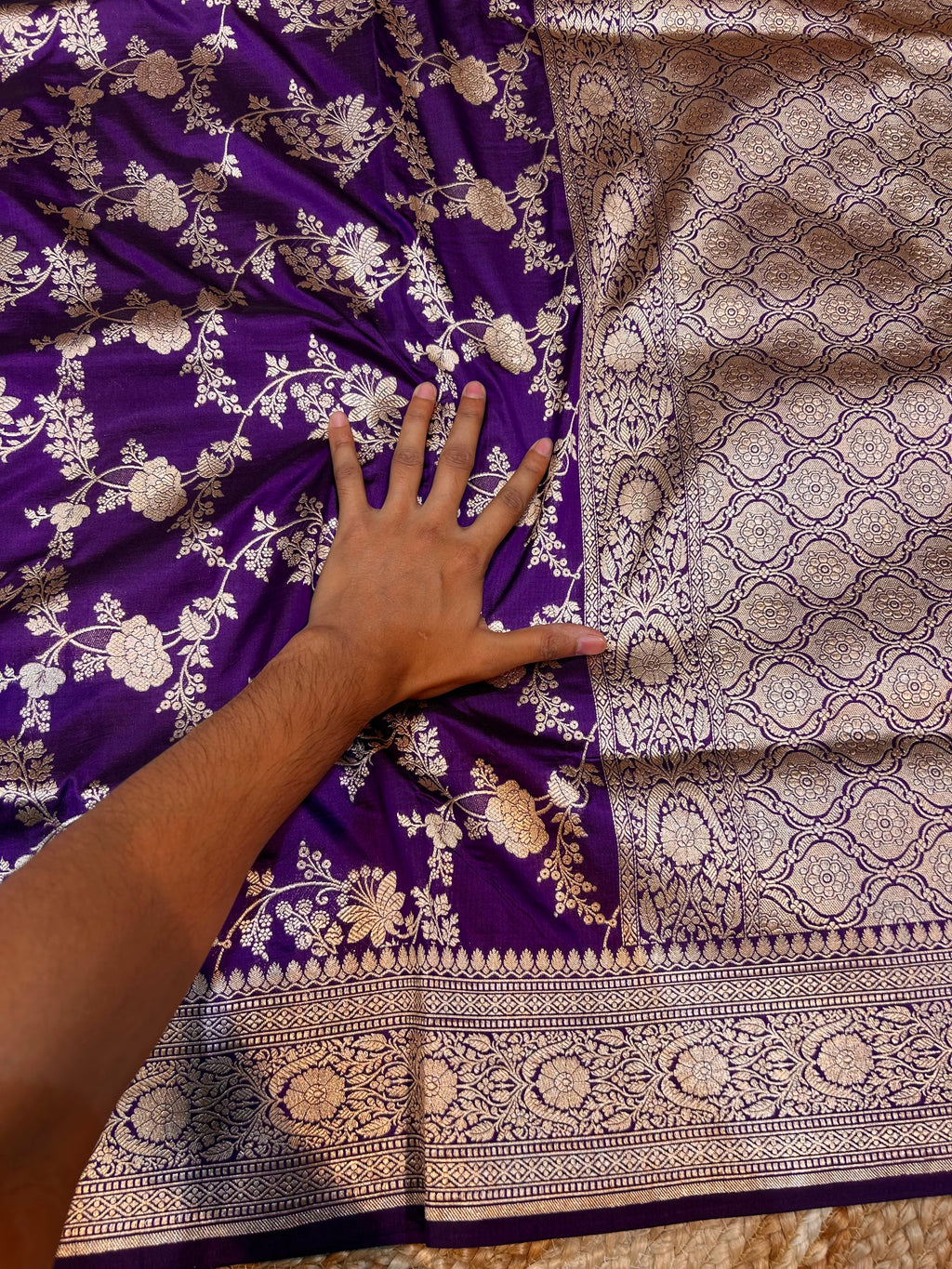 Violet Purple 100% Pure Banarasi Katan Silk Saree