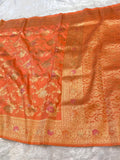 Light Peach Banarasi SemiKatan Silk Partywear Saree