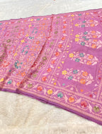 Prebook | Light Pink 100% Pure Ektara Banarasi Cotton Jamdani Saree