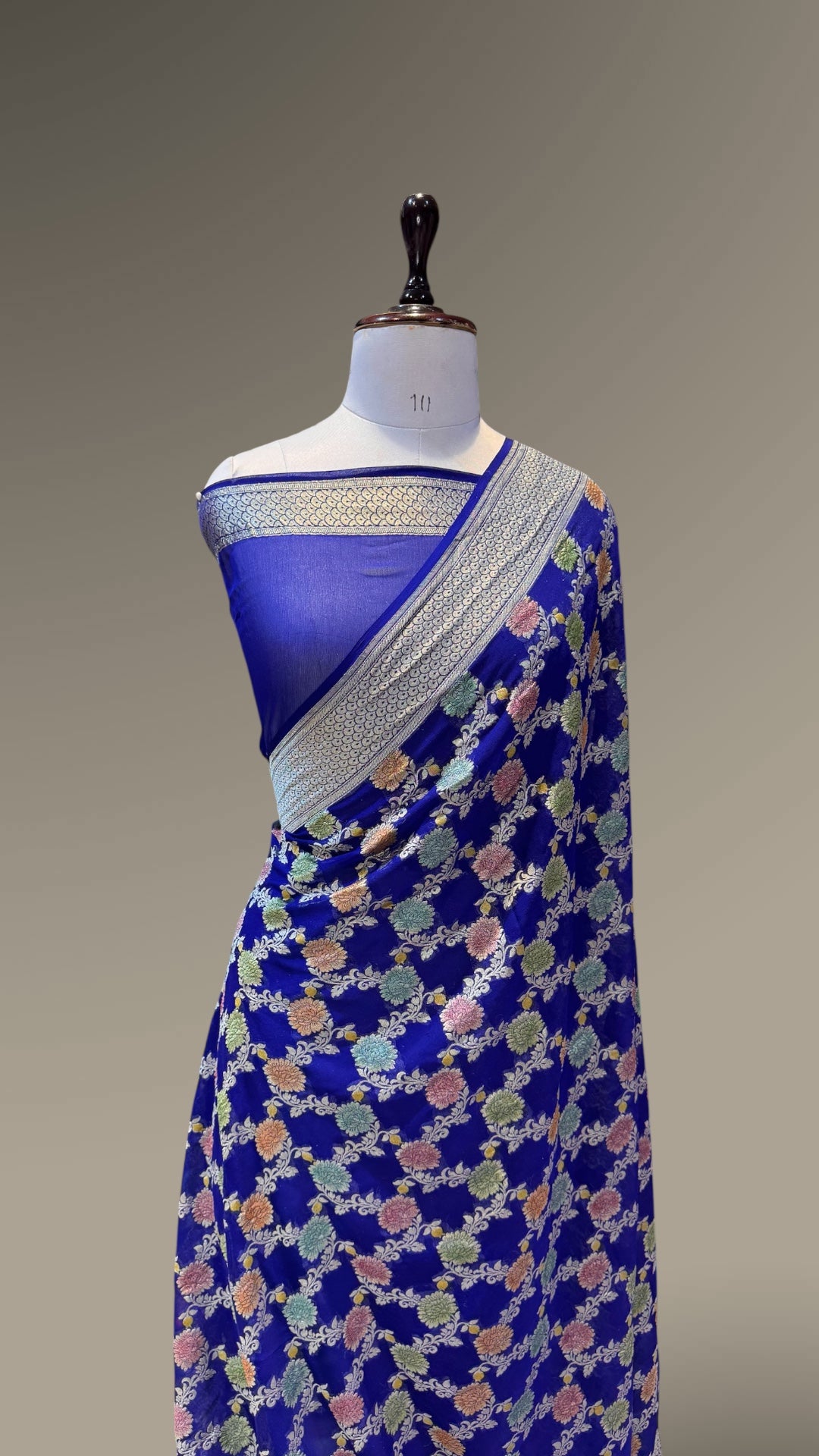 Prebook | Royal Blue 100% Pure Banarasi Khaddi Georgette Meenakari Saree
