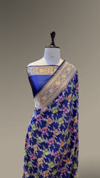 Royal Blue 100% Pure Banarasi Katan Silk Meenakari Saree