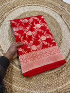 Red 100% Pure Katan Silk Saree