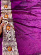 Prebook | Wine Purple 100% Pure Banarasi Katan Silk Meenakari Saree