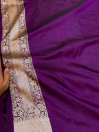 Wine Purple 100% Pure Banarasi Katan Silk Meenakari Saree