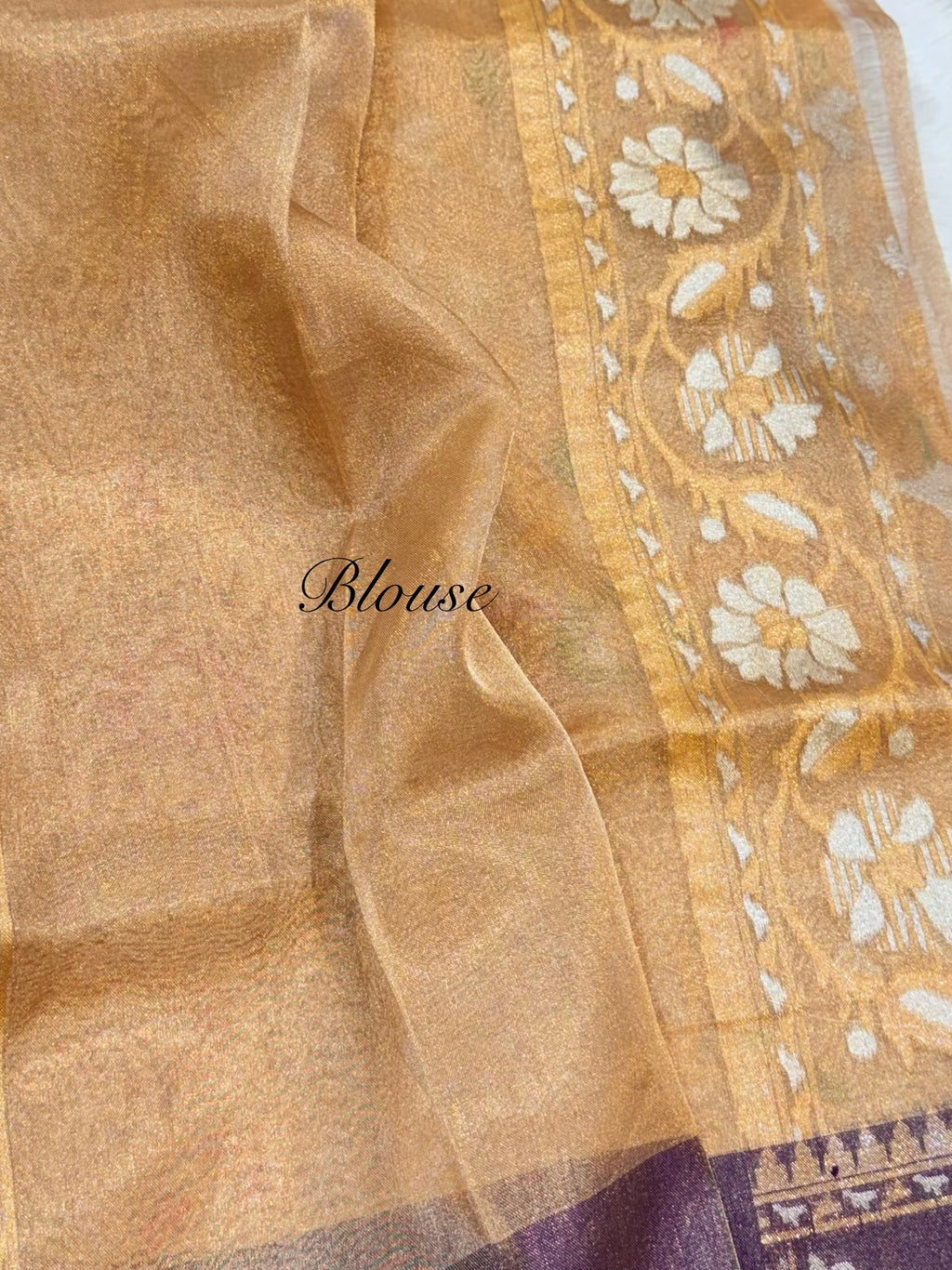 Diamond Golden Pure Ektara Banarasi Tissue Jamdani Saree
