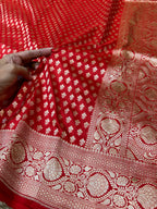 Prebook | Red Pure Banarasi Katan Silk Saree