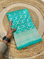 Cyan 100% Pure Katan Silk Saree