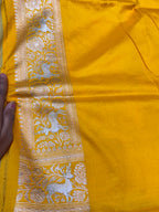 Yellow 100% Pure Banarasi Katan Silk Meenakari Saree