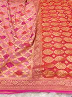 Pink 100% Pure Banarasi Khaddi Georgette RANGKAAT Saree