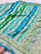 Blue 100% Pure Banarasi Khaddi Georgette RANGKAAT Saree