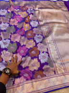 Prebook | Dual Shade Purple Exclusive Pure Banaras Katan Silk Rangkaat Saree