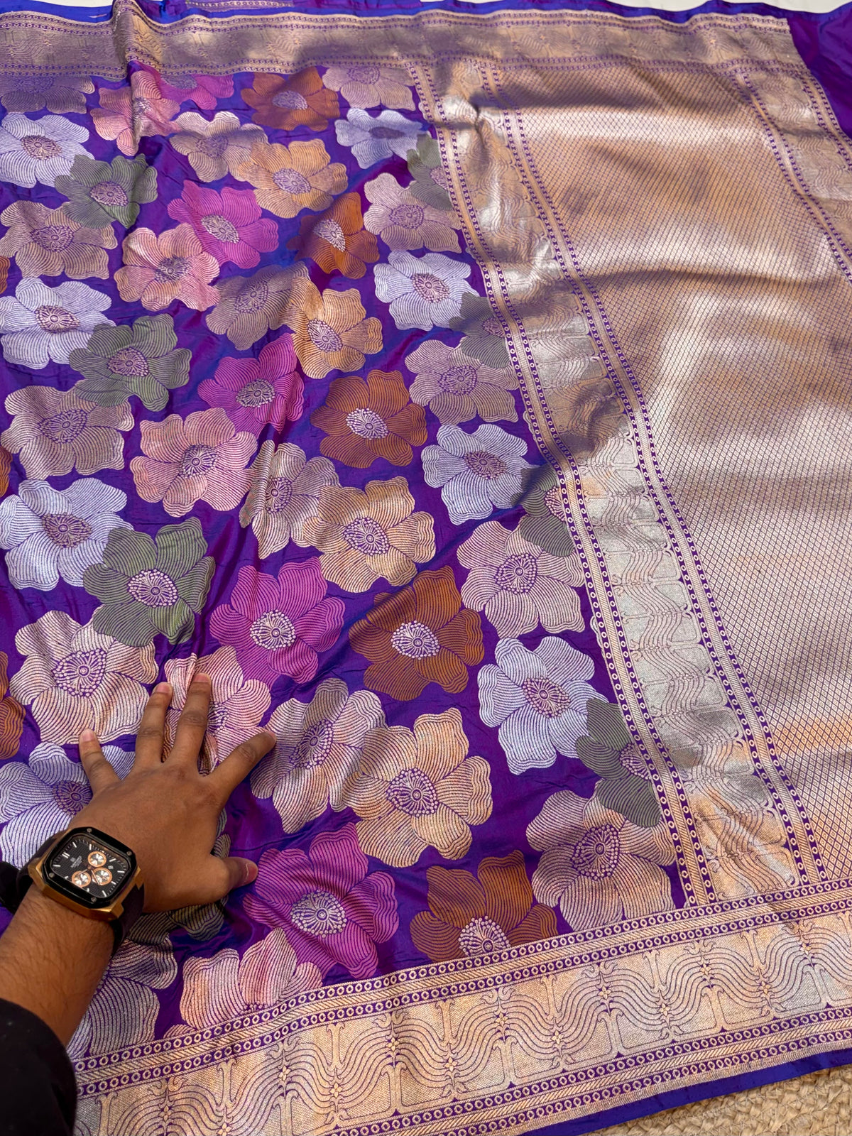 Prebook | Dual Shade Purple Exclusive Pure Banaras Katan Silk Rangkaat Saree