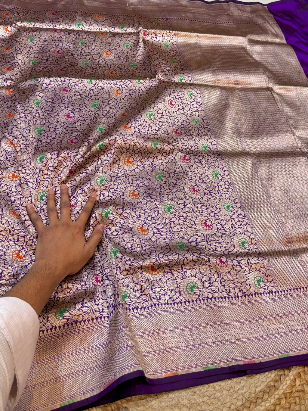 Prebook | Violet Purple 100% Pure Banarasi Katan Silk Meenakari Brocade Saree