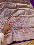 Prebook | Violet Purple 100% Pure Banarasi Katan Silk Meenakari Brocade Saree