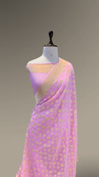 Lavender 100% Pure Banarasi Premium Khaddi Georgette Saree