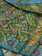 Green Pure Banarasi Ektara Kora Jamdani Saree