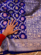 Prebook | Royal Blue 100% Pure Banarasi Katan Silk Meenakari Saree