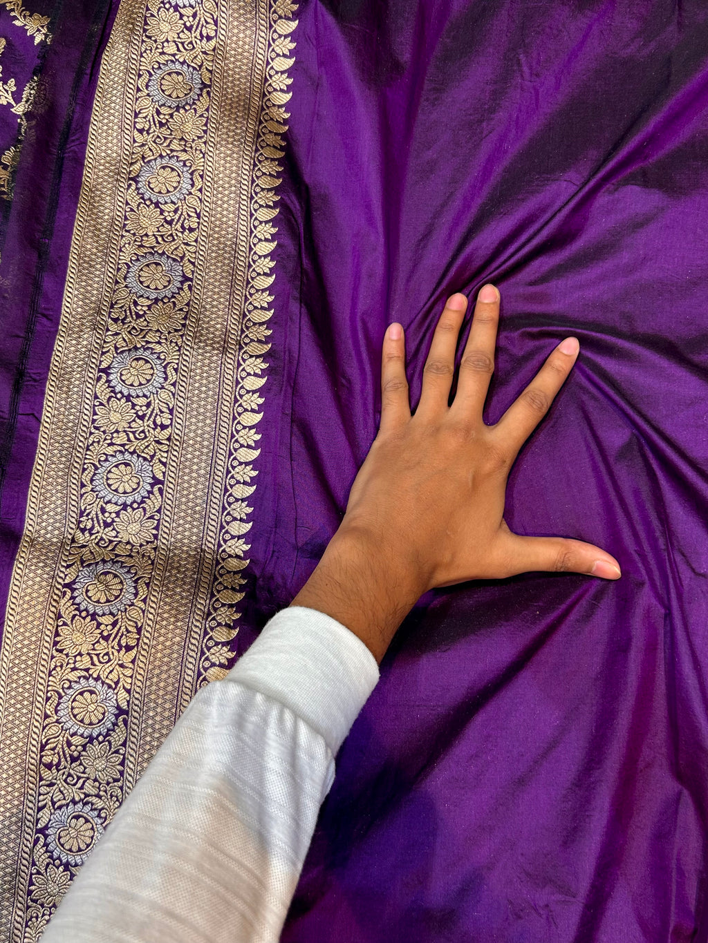 Purple 100% Pure Banarasi Katan Silk Meenakari Saree