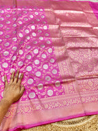 Pink 100% Pure Banarasi Katan Silk Meenakari Saree