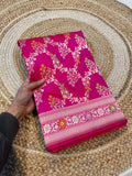 Prebook | Rani Pink Pure Banarasi Katan Silk Meenakari Saree