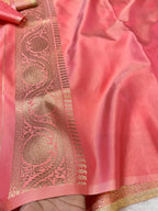 Peach Banarasi SemiKatan Silk Partywear Saree