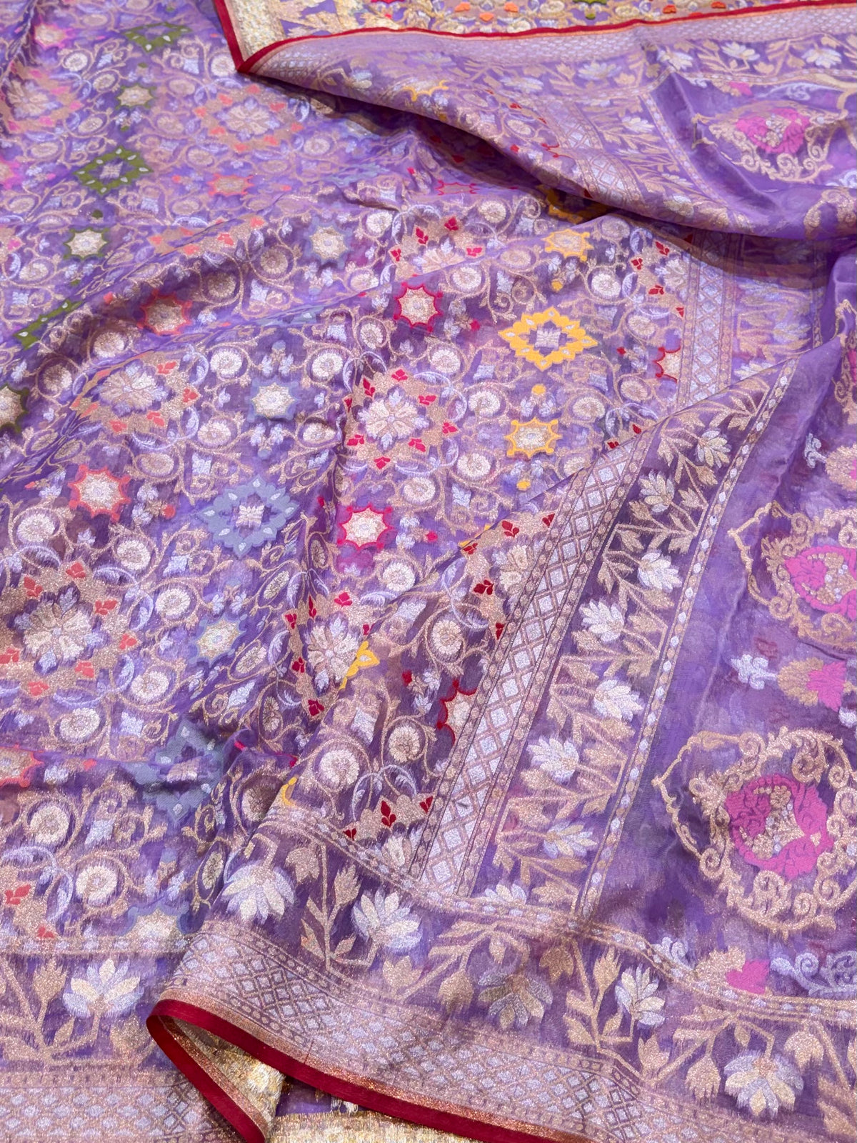 Prebook | Lavender Pure Banarasi Ektara Kora Jamdani Saree