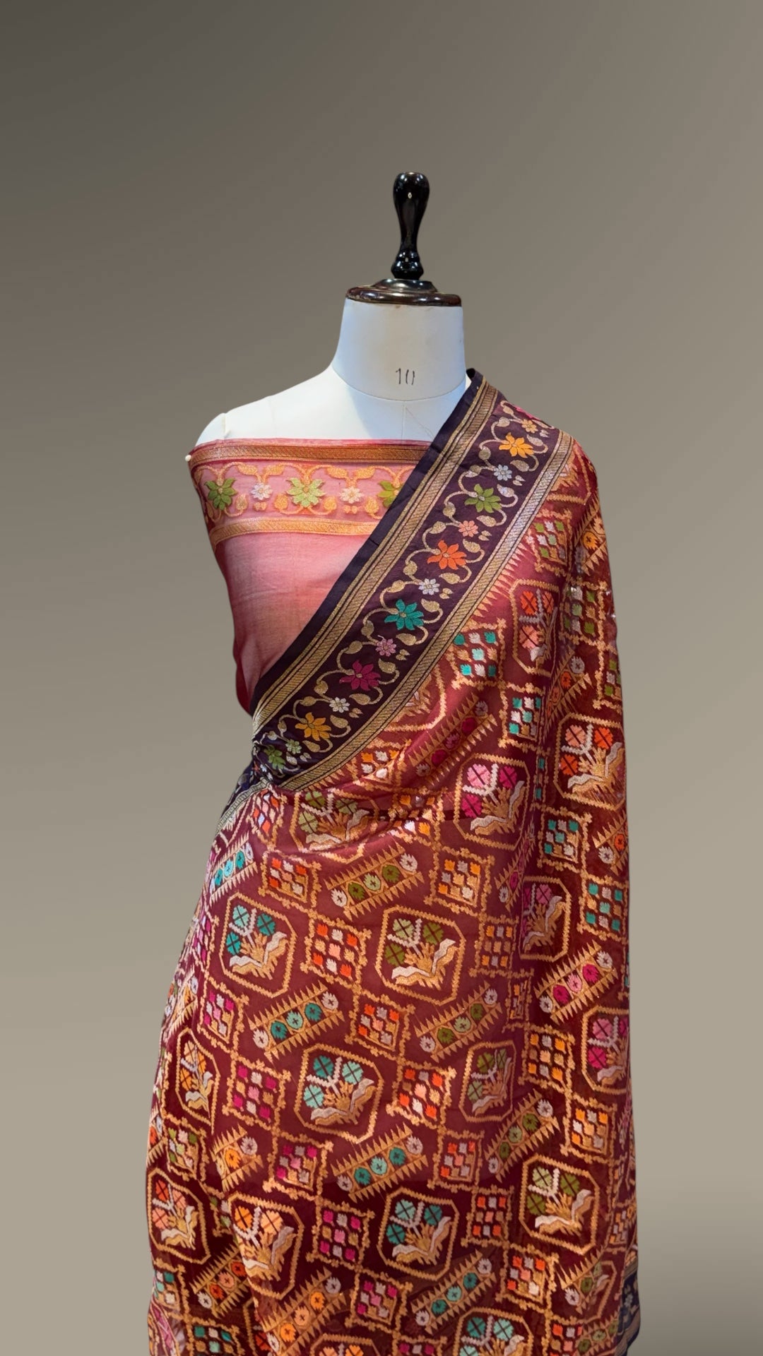 Prebook | Wine Ektara Banarasi Kora Jamdani Saree