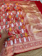 Prebook | Bridal Red 100% Pure Banaras Katan Silk Rangkaat Saree