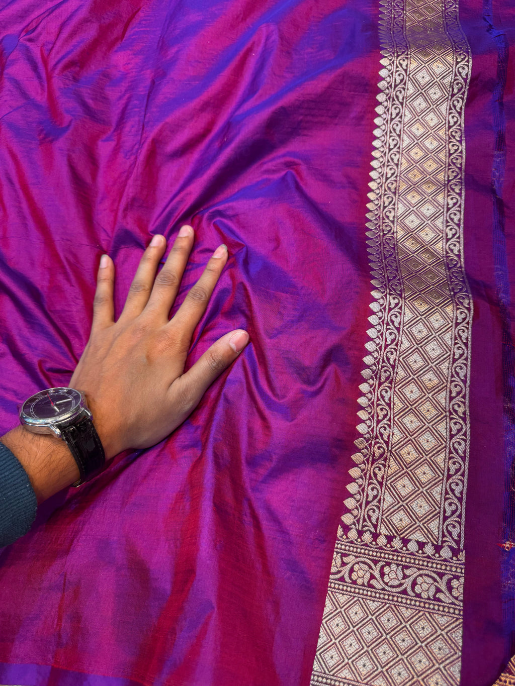 Dual Shade Wine Purple 100% Pure Banarasi Katan Silk Saree