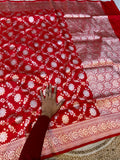 Red 100% Pure Banarasi Katan Silk Meenakari Saree