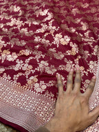 Maroon 100% Pure Katan Silk Saree