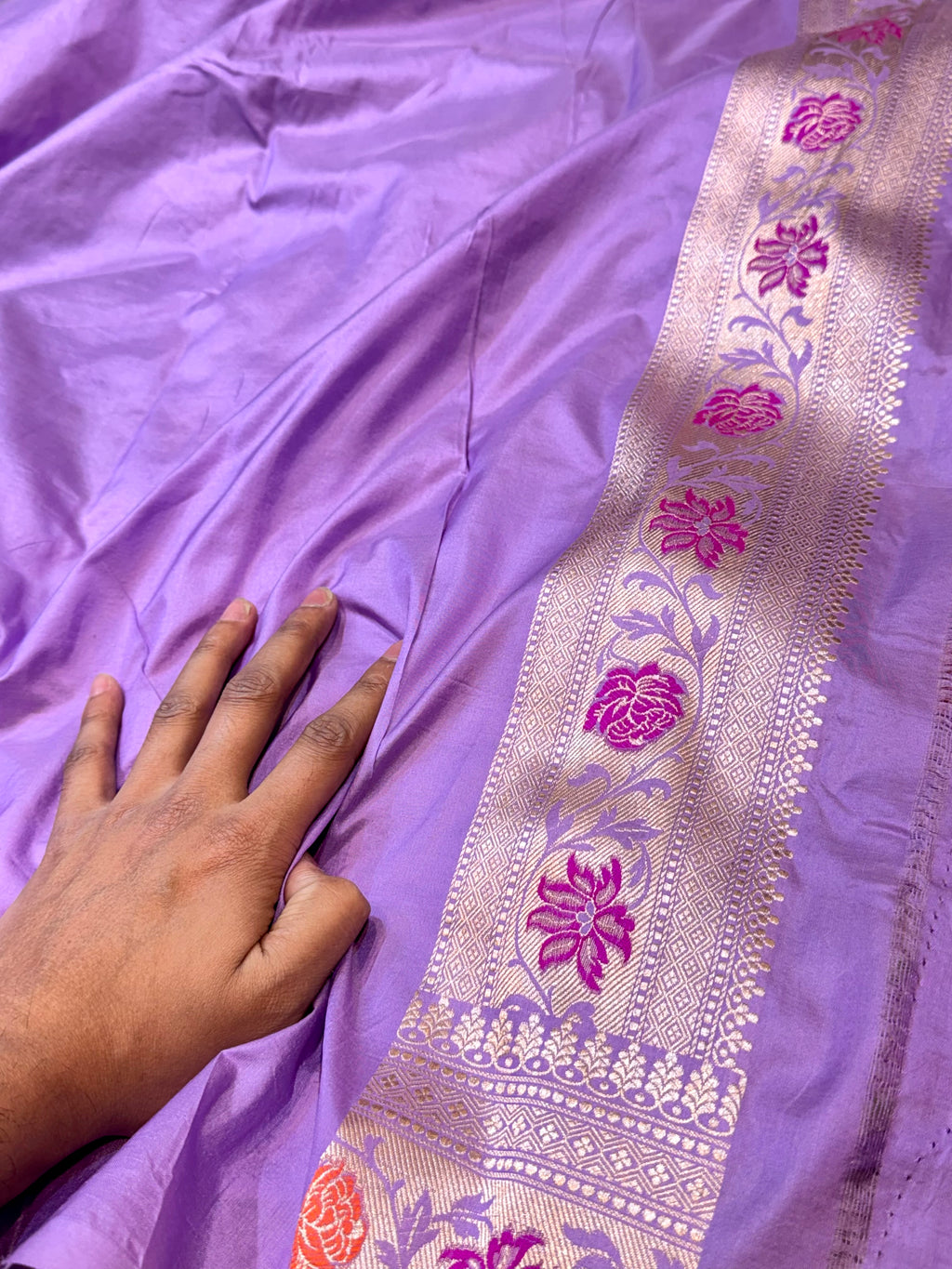 Prebook | Lavender 100% Pure Banarasi Katan Silk Meenakari Saree