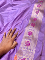 Prebook | Lavender 100% Pure Banarasi Katan Silk Meenakari Saree