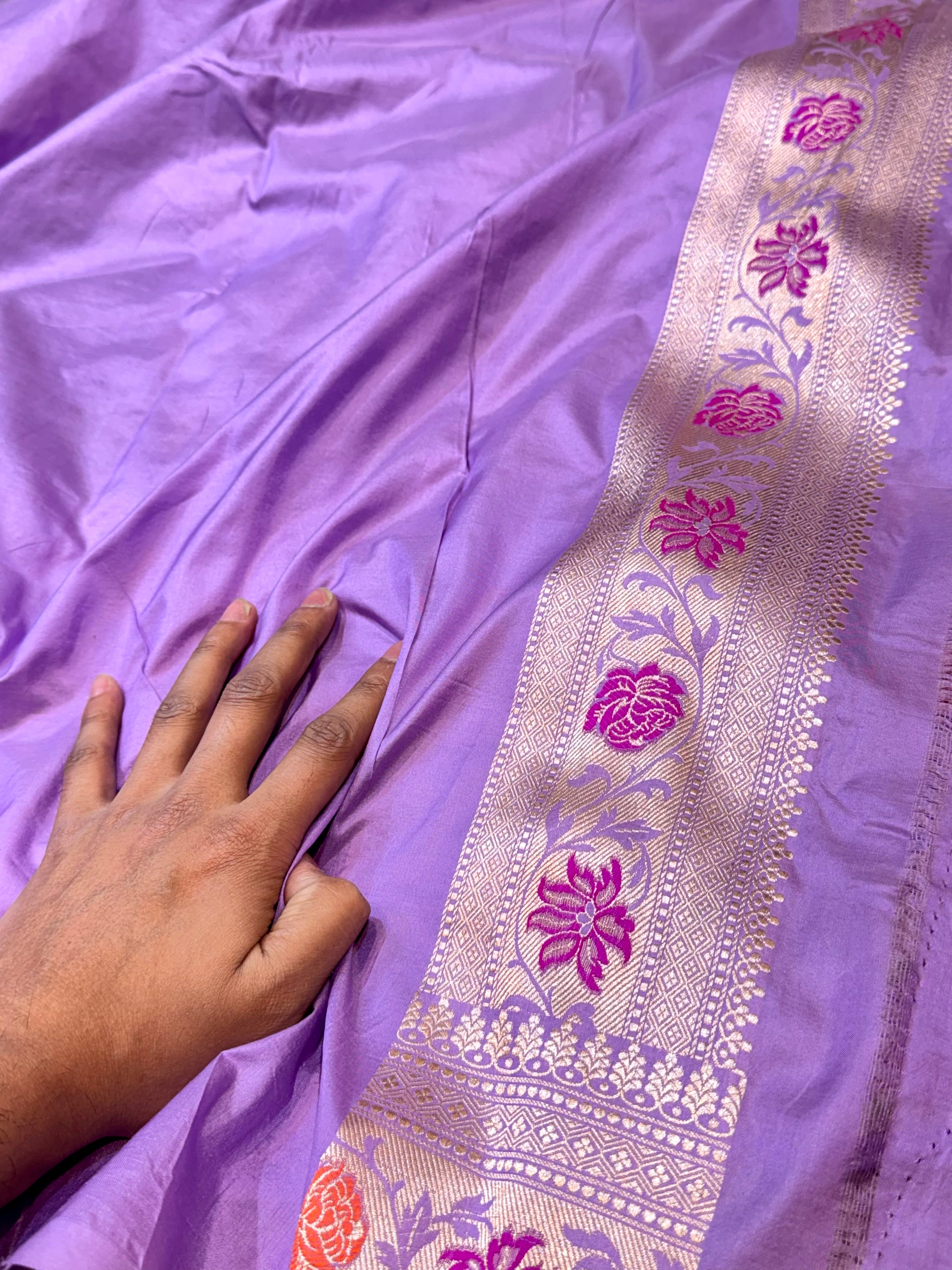 Prebook | Lavender 100% Pure Banarasi Katan Silk Meenakari Saree