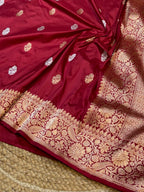 Prebook | Maroon 100% Pure Banaras Katan Silk Handloom Handwoven Pattu Saree