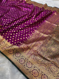 Purple Banarasi Mashru Satin Silk Partywear Saree