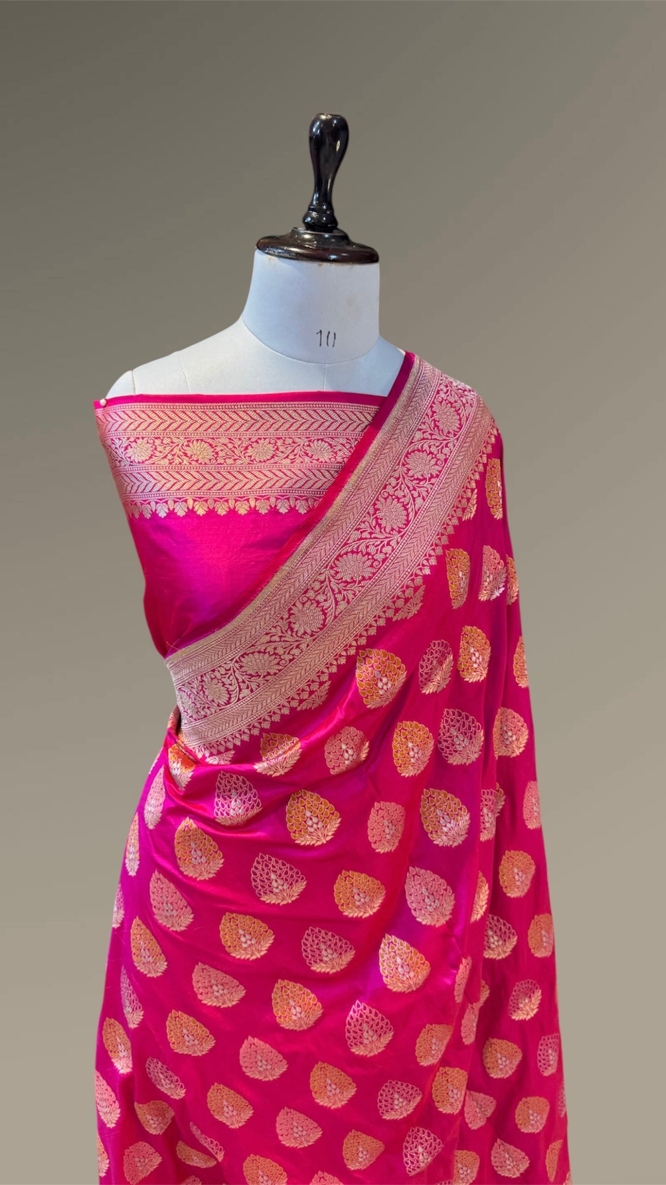Rani Pink 100% Pure Banarasi Katan Silk Tilfi-Meenakari Saree